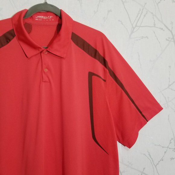 Nike Dri-Fit Red & Brown Vented Polo Shirt - Picture 1 of 4